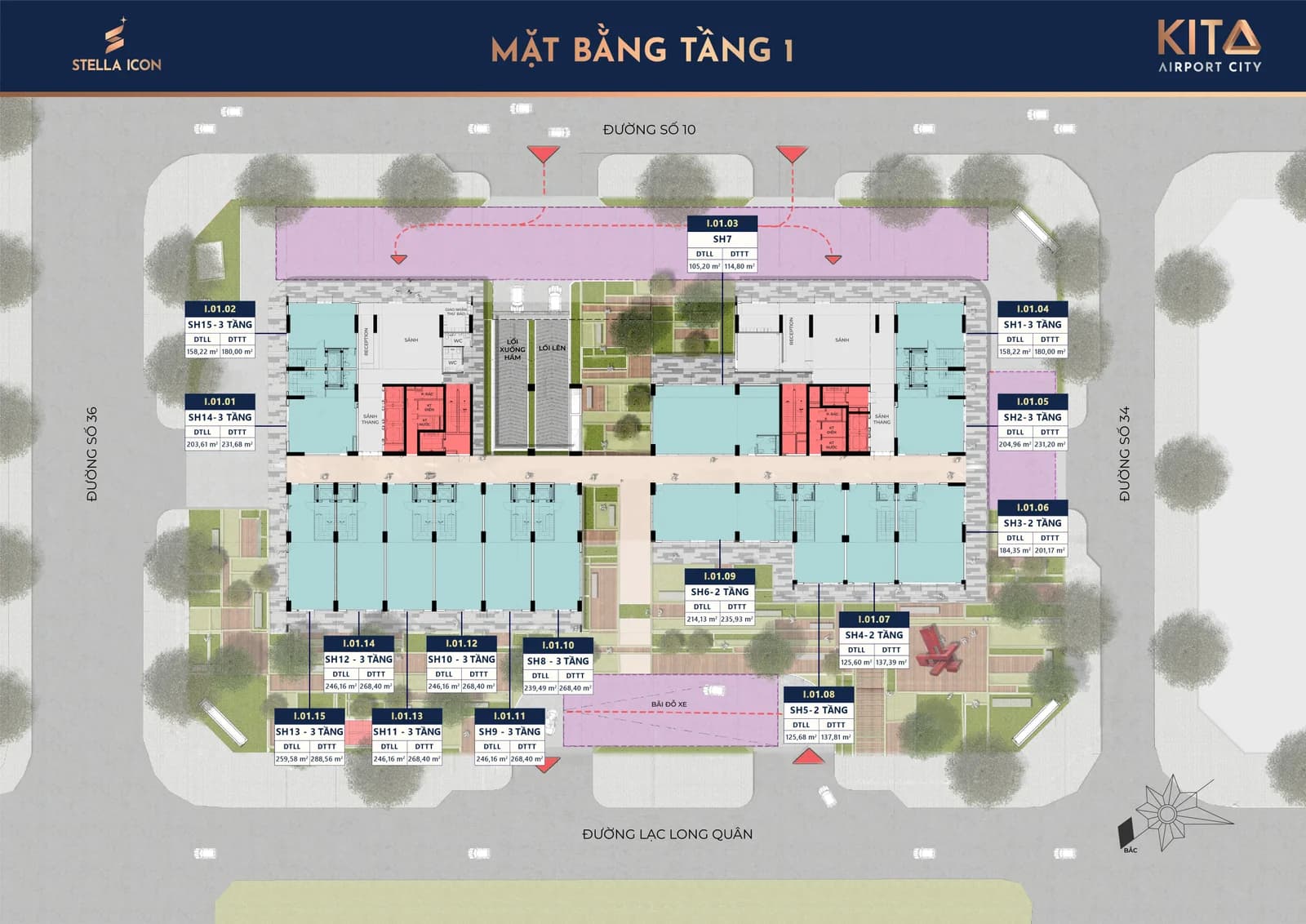 Mặt bằng Tầng 1 dự án Stella Icon Cần Thơ