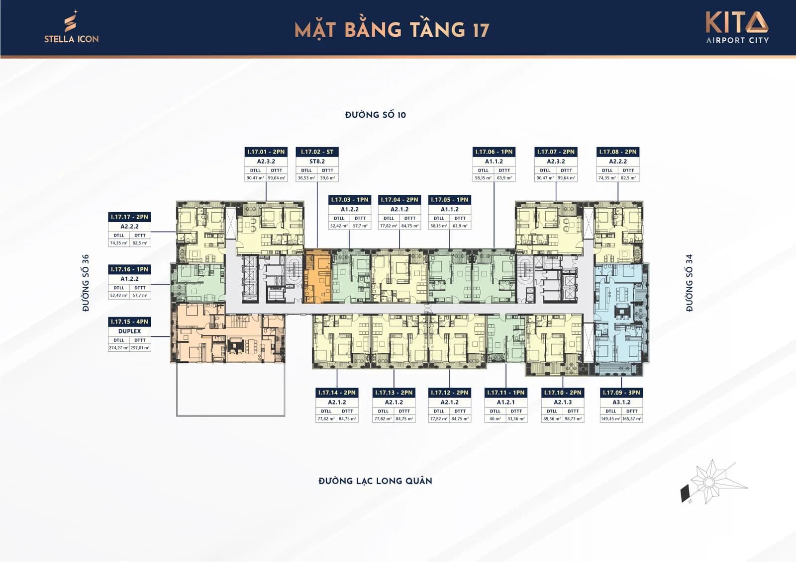 Mặt bằng Tầng 17 dự án Stella Icon Cần Thơ