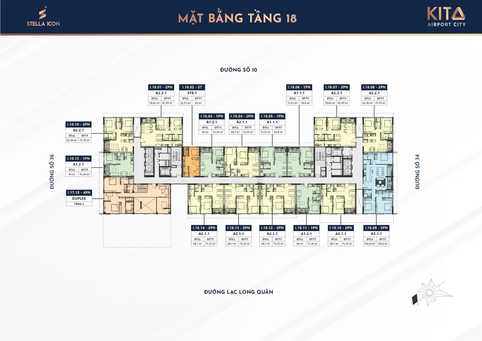 Mặt bằng Tầng 18 dự án Stella Icon Cần Thơ