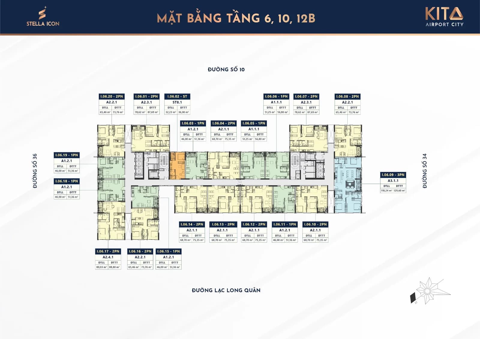 Mặt bằng Tầng 6 · 10 · 12B dự án Stella Icon Cần Thơ
