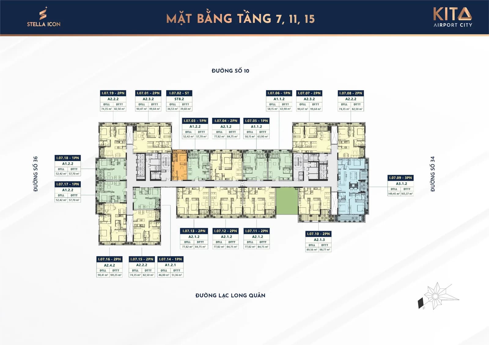 Mặt bằng Tầng 7 · 11 · 15 dự án Stella Icon Cần Thơ