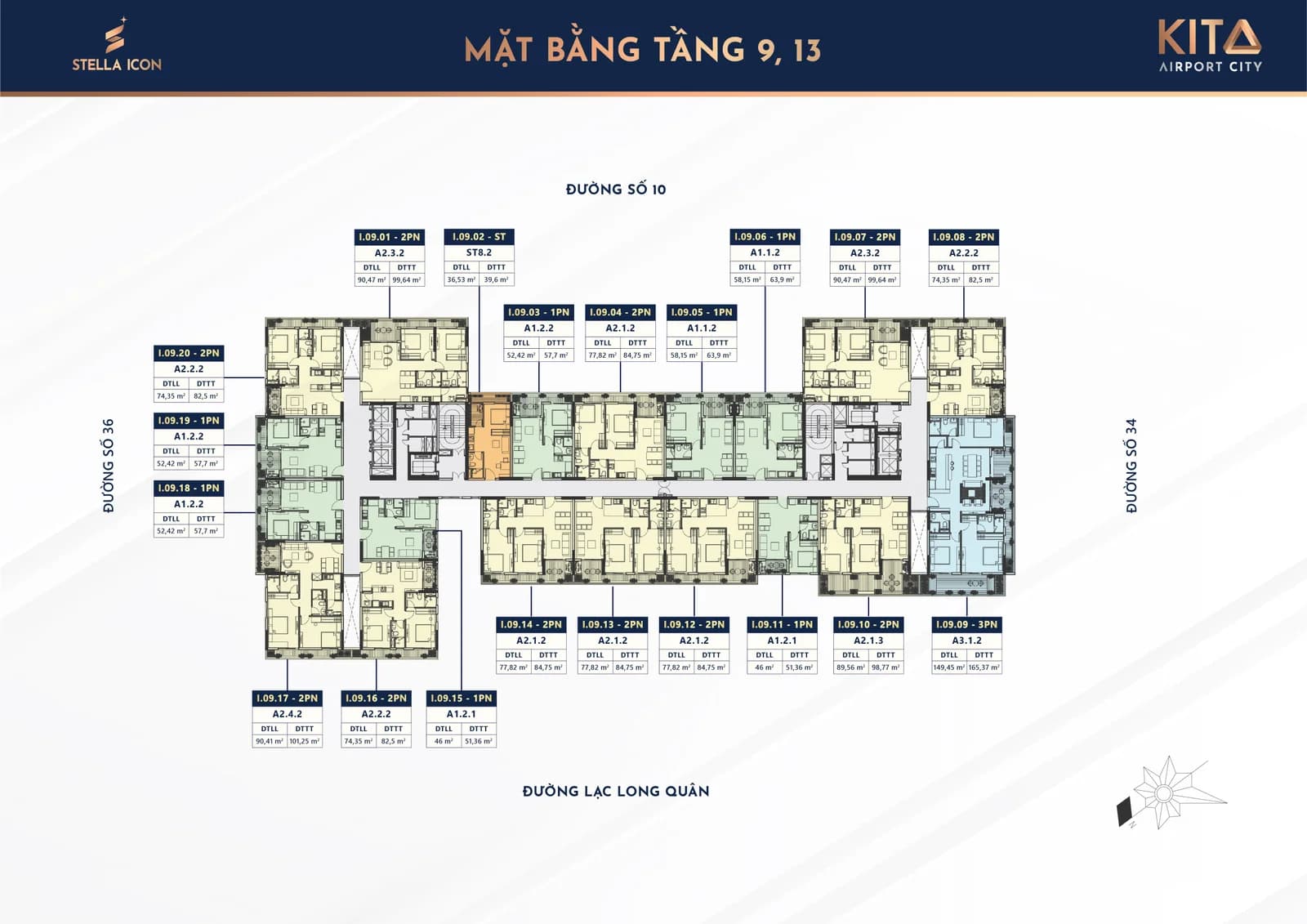 Mặt bằng Tầng 9 · 12A dự án Stella Icon Cần Thơ