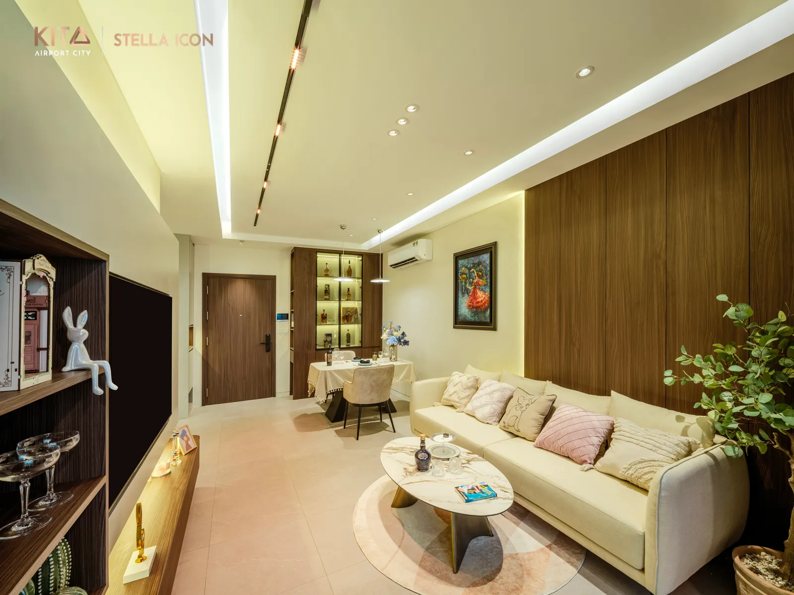 Góc phòng khách căn hộ mẫu 1 phòng ngủ Stella Icon
